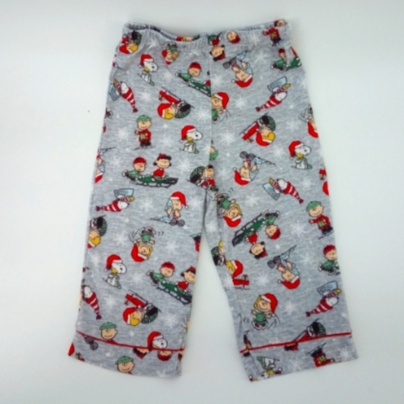 Peanuts Christmas Gray Characters Pajama Set 2T Long Sleeve Warm 2 Piece Set - Picture 7 of 10
